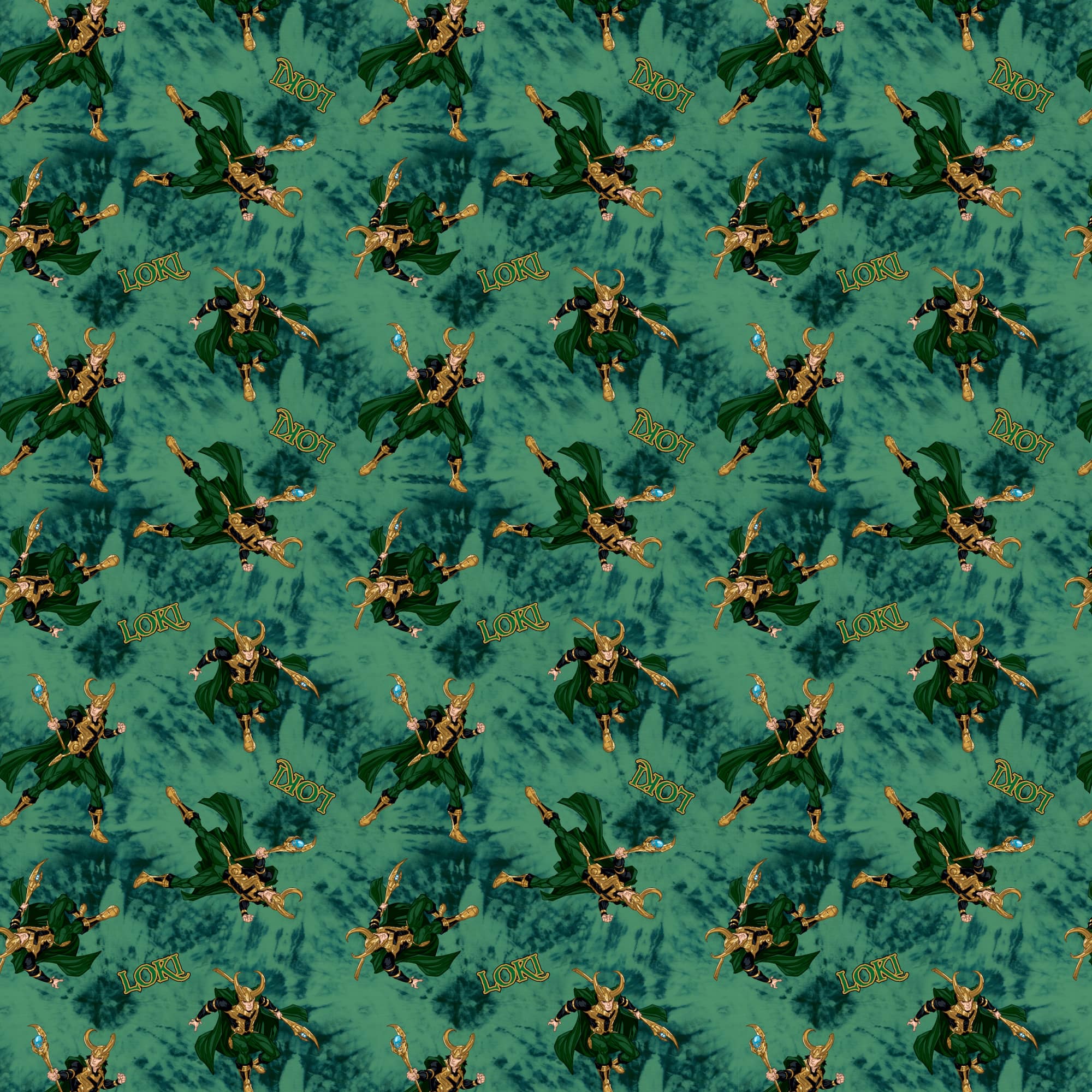 Marvel® Loki Green & Gold Toss Cotton Fabric